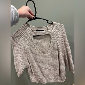 Cream - open chest sweater